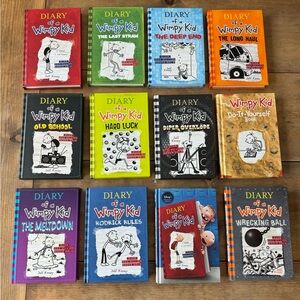 Set of 12 Diary of a Wimpy Kid books. Hardcover.